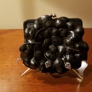 Elegant Black Floral Clutch